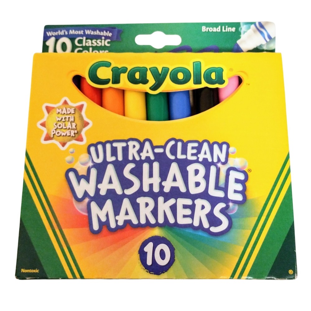 Crayola Ultra Clean Washable Markers 10 Classic Colors Broad Line School Supply